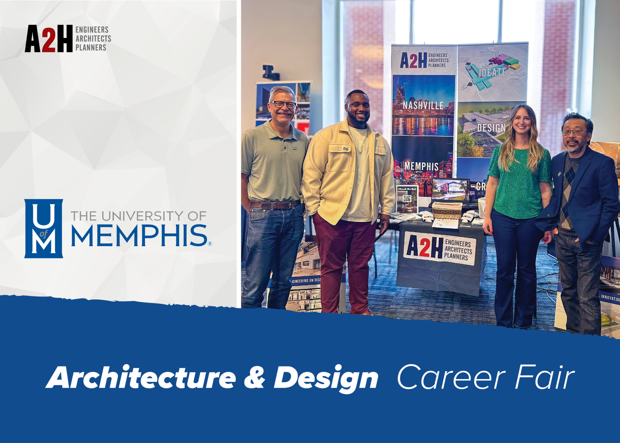 A2H team members at the University of Memphis Architecture and Design Career Fair