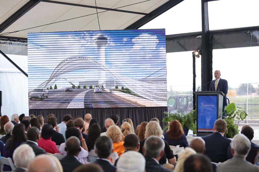 The Thread daytime architectural rendering revealed during the Frederick W. Smith International Airport dedication ceremony